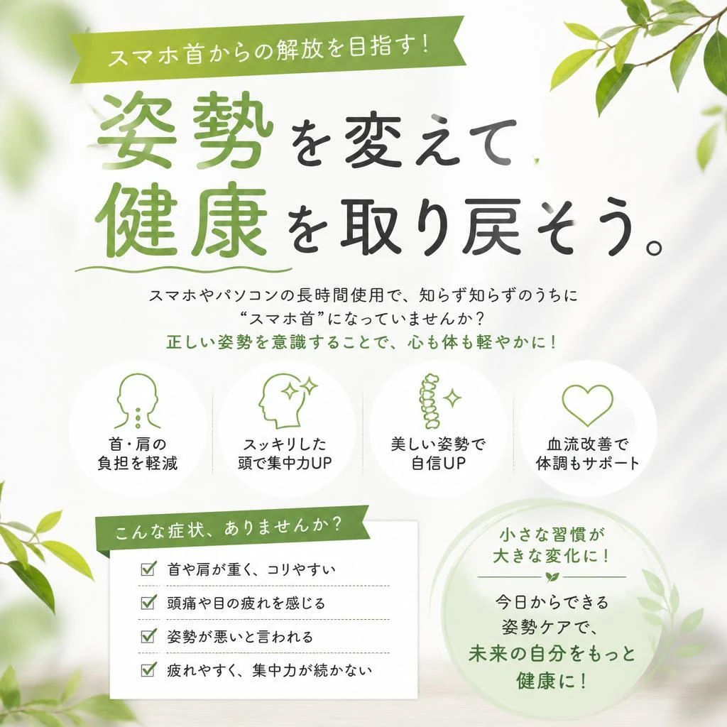 スマホ首からの解放を目指す！姿勢を変えて健康を取り戻そう。