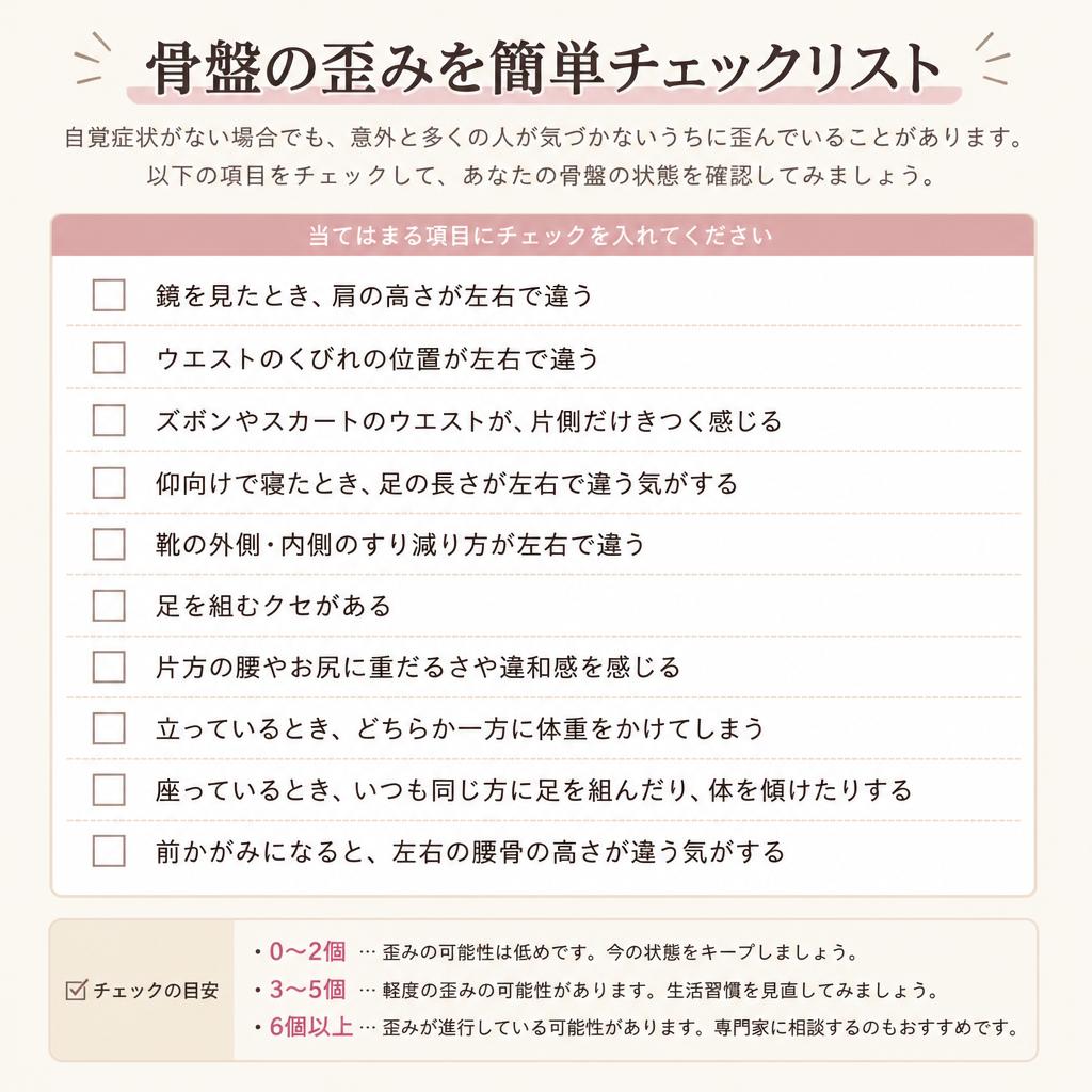 骨盤の歪みチェックリスト