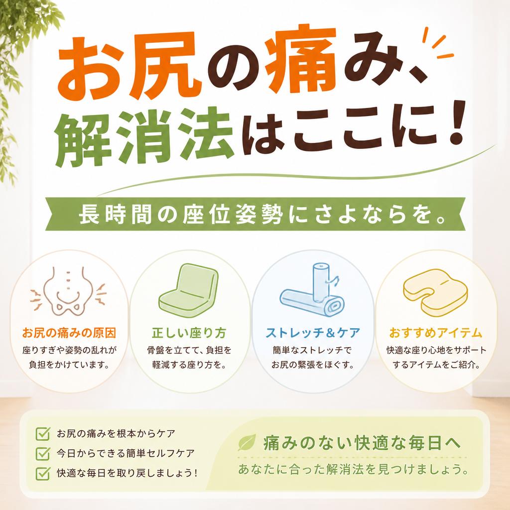 お尻の痛み、解消法はここに！長時間の座位姿勢にさよならを。