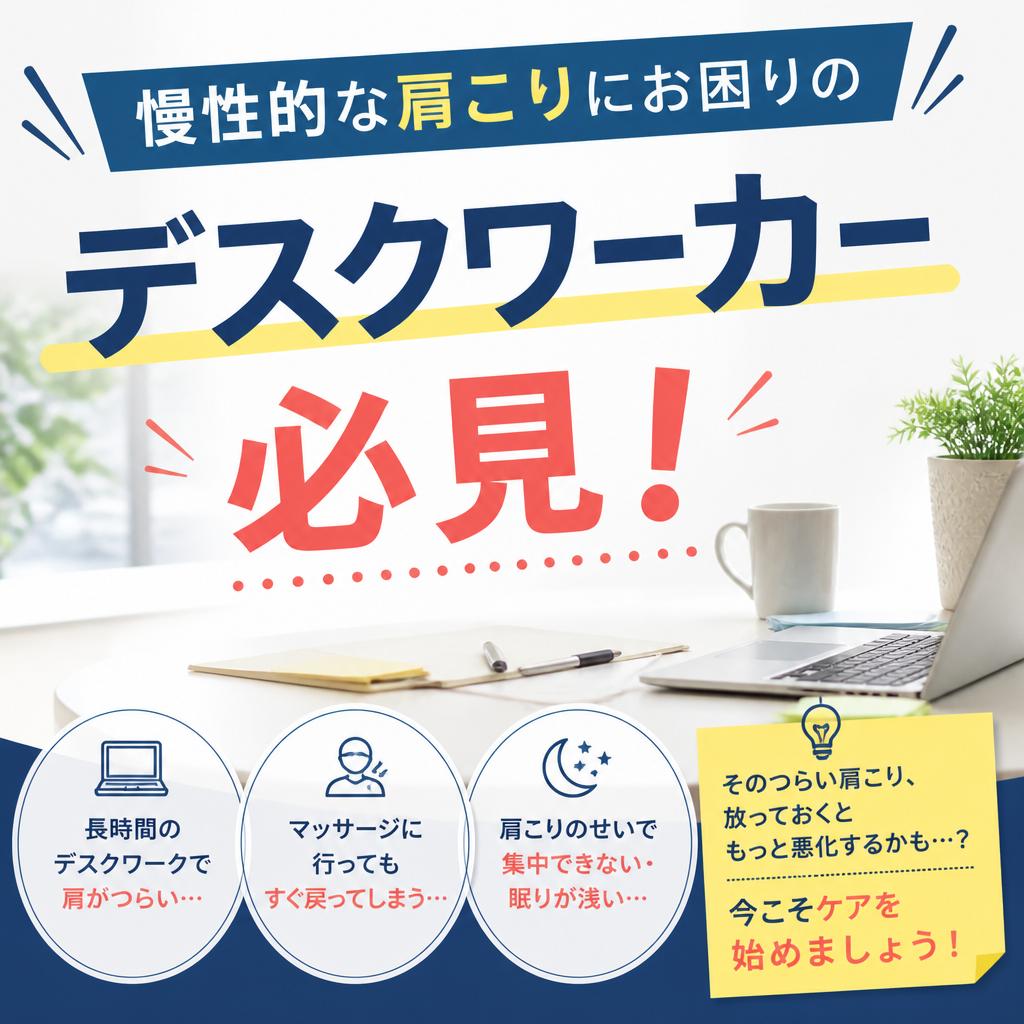 慢性的な肩こりにお困りのデスクワーカー必見！