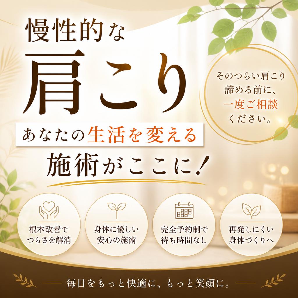 慢性的な肩こり、あなたの生活を変える施術がここに！