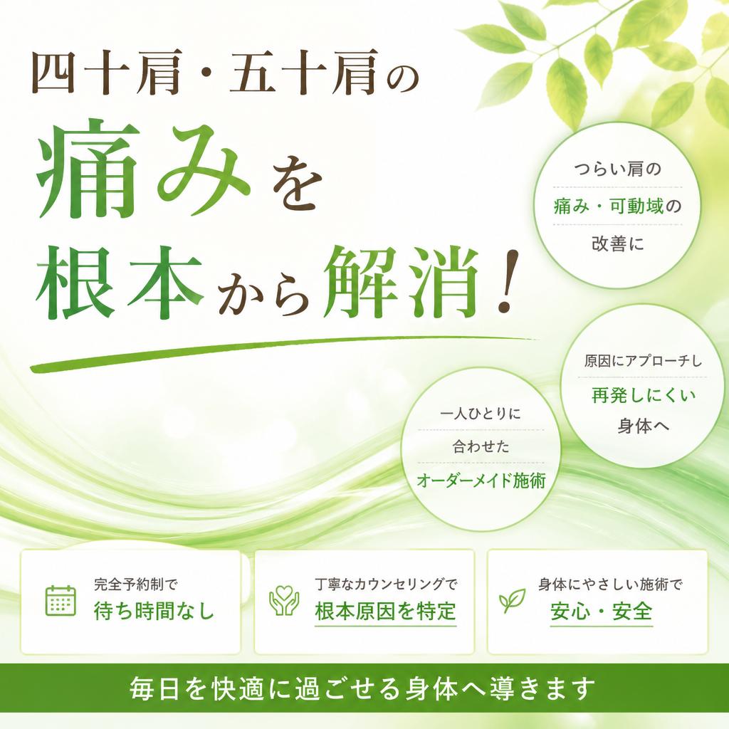 四十肩・五十肩の痛みを根本から解消！