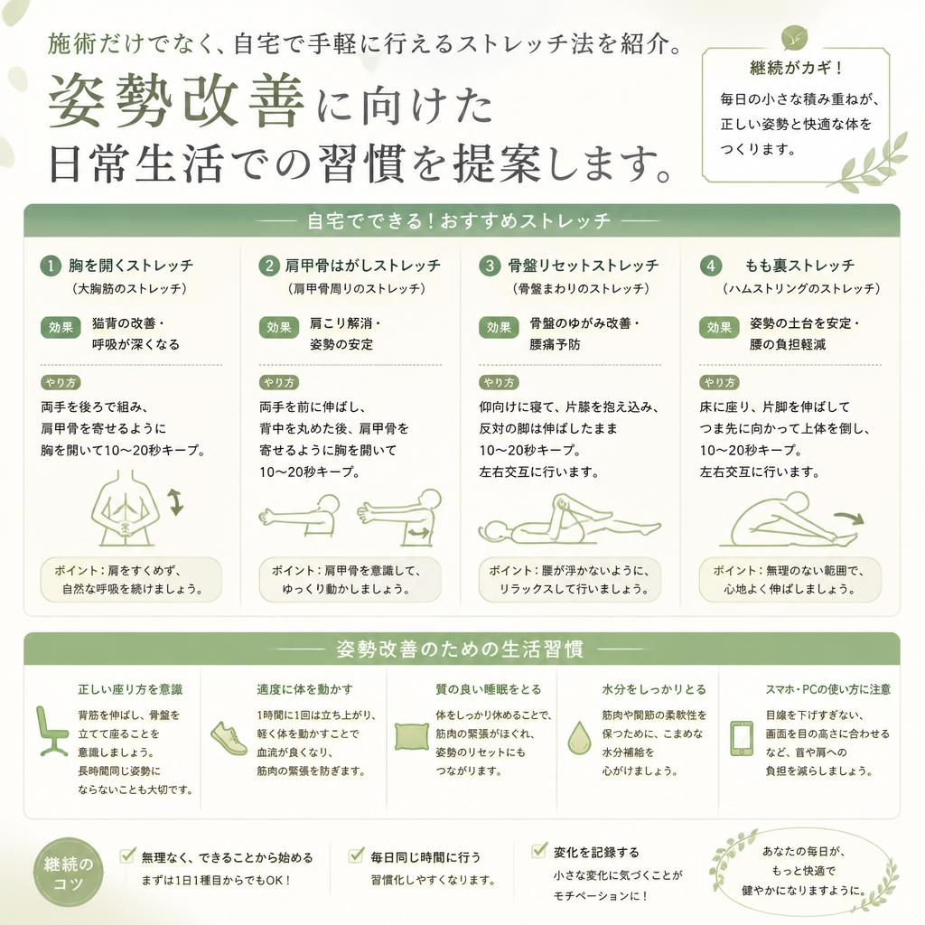猫背・反り腰解消のためのストレッチ法