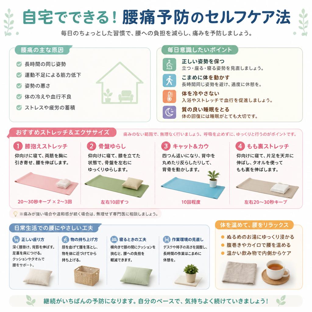 自宅でできる！腰痛予防のセルフケア法