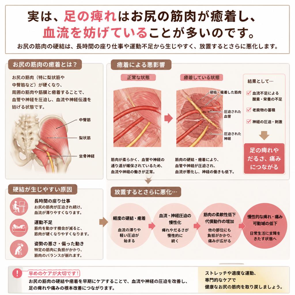 足の痺れの背後にはお尻の筋肉がある！