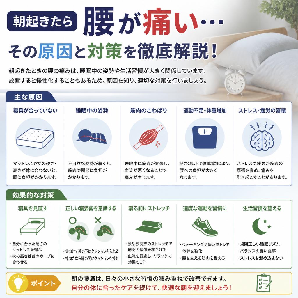 朝起きたら腰が痛い…その原因と対策を徹底解説！