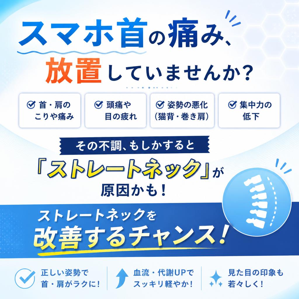 スマホ首の痛み、放置していませんか？ストレートネックを改善するチャンス！