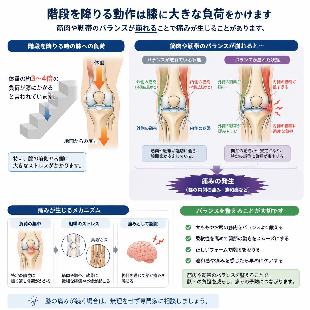 階段降りの際の膝痛のメカニズム