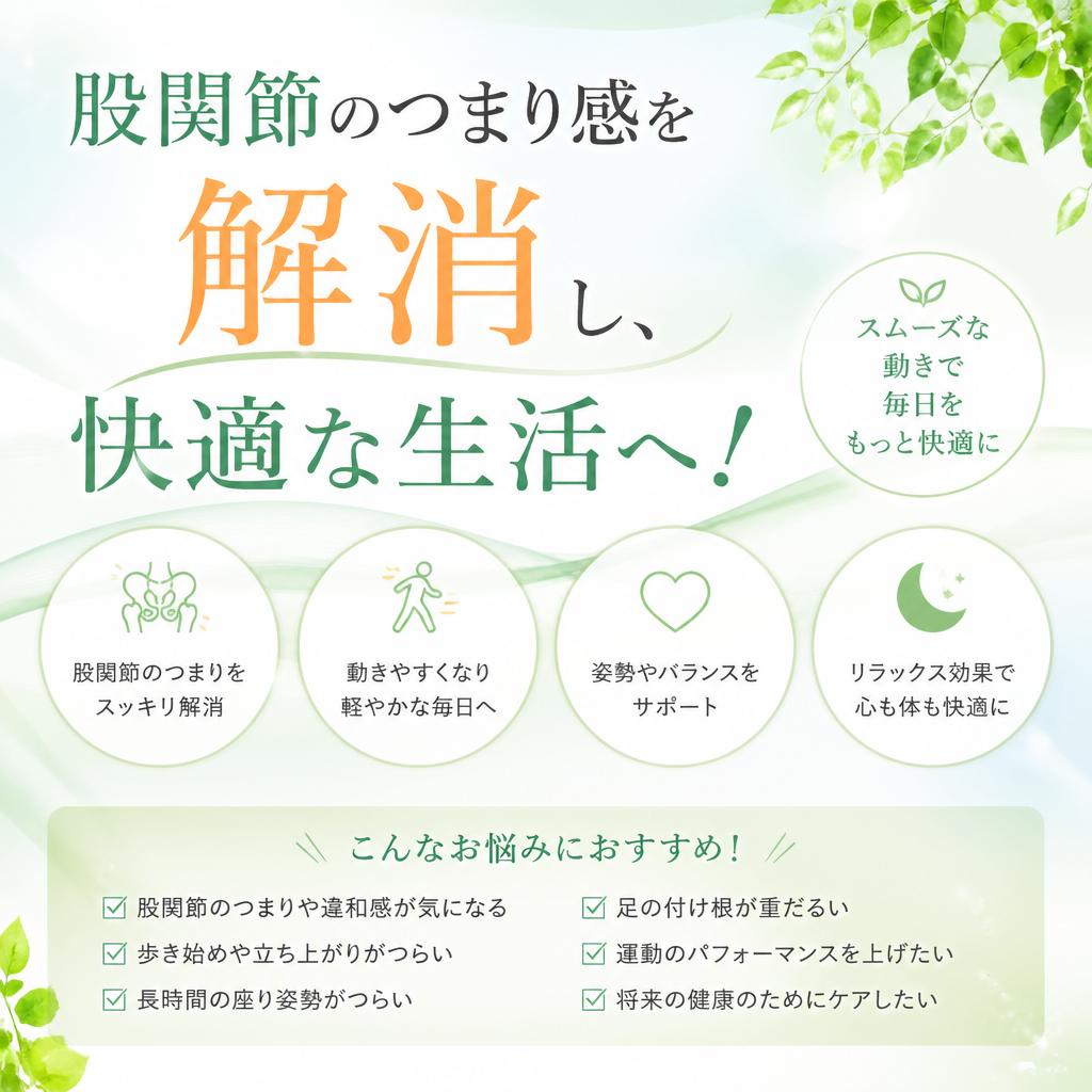 股関節のつまり感を解消し、快適な生活へ！
