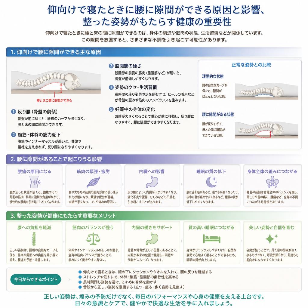仰向けでの寝姿勢が与える影響