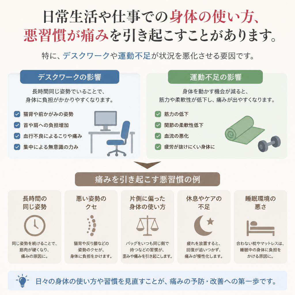 痛みの原因は身体の使い方にあるかも？