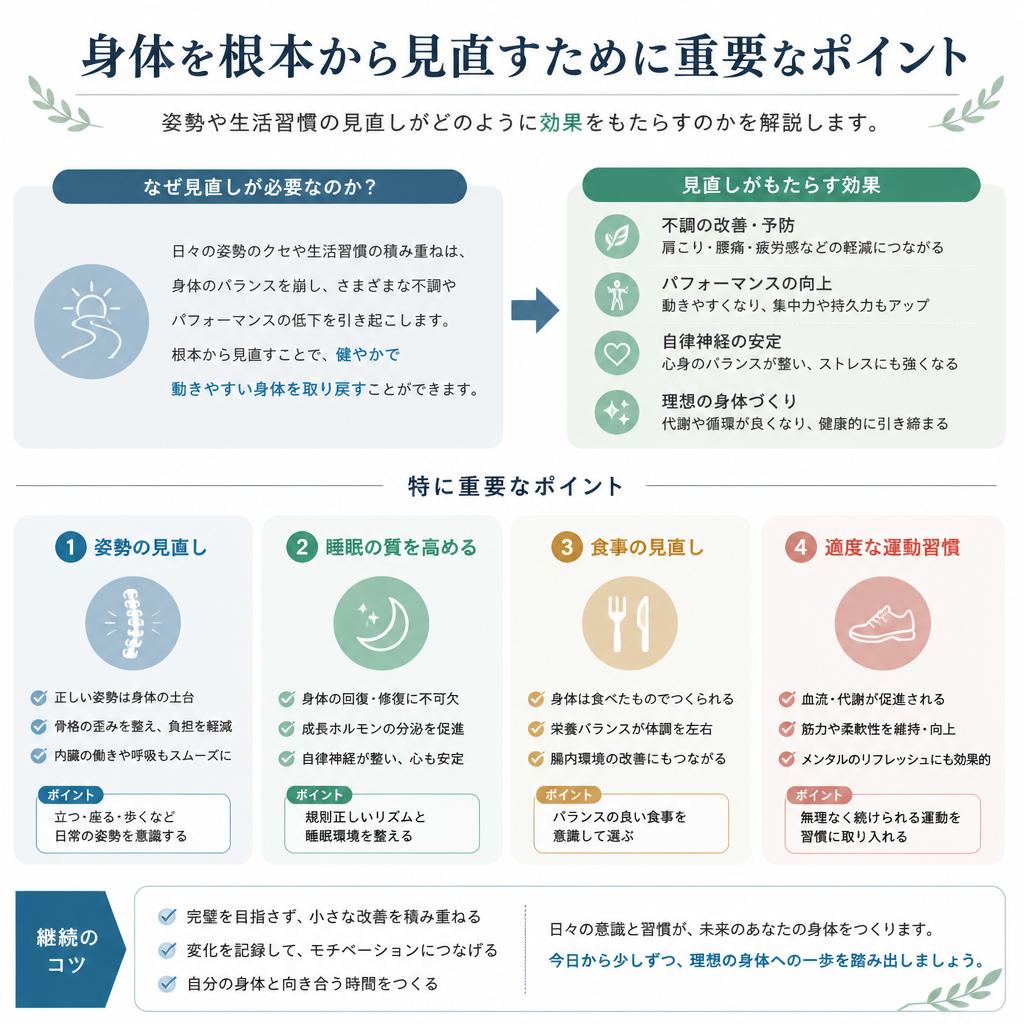 2. 湿布や痛み止めに頼らない身体の見直し