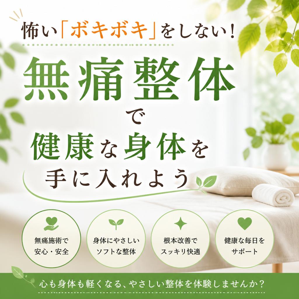 怖い「ボキボキ」をしない！無痛整体で健康な身体を手に入れよう