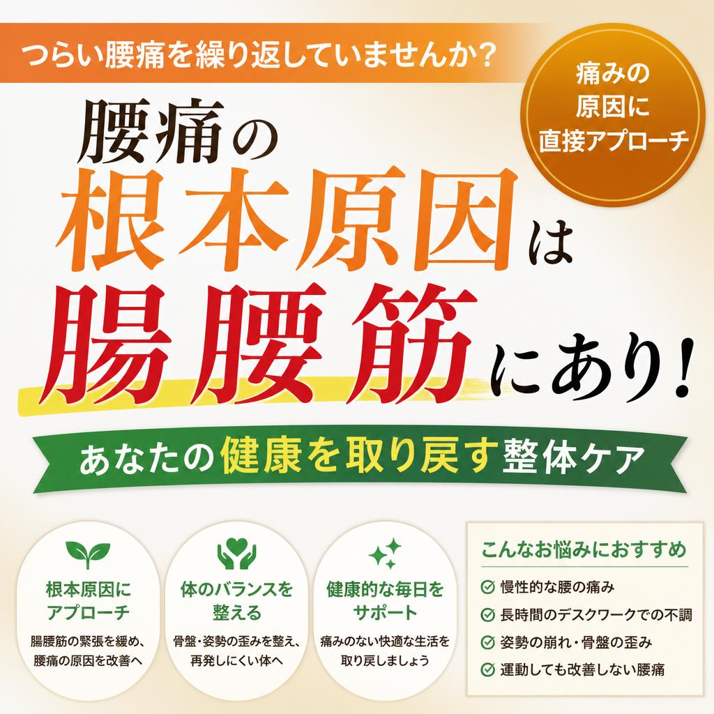 腰痛の根本原因は腸腰筋にあり！あなたの健康を取り戻す整体ケア