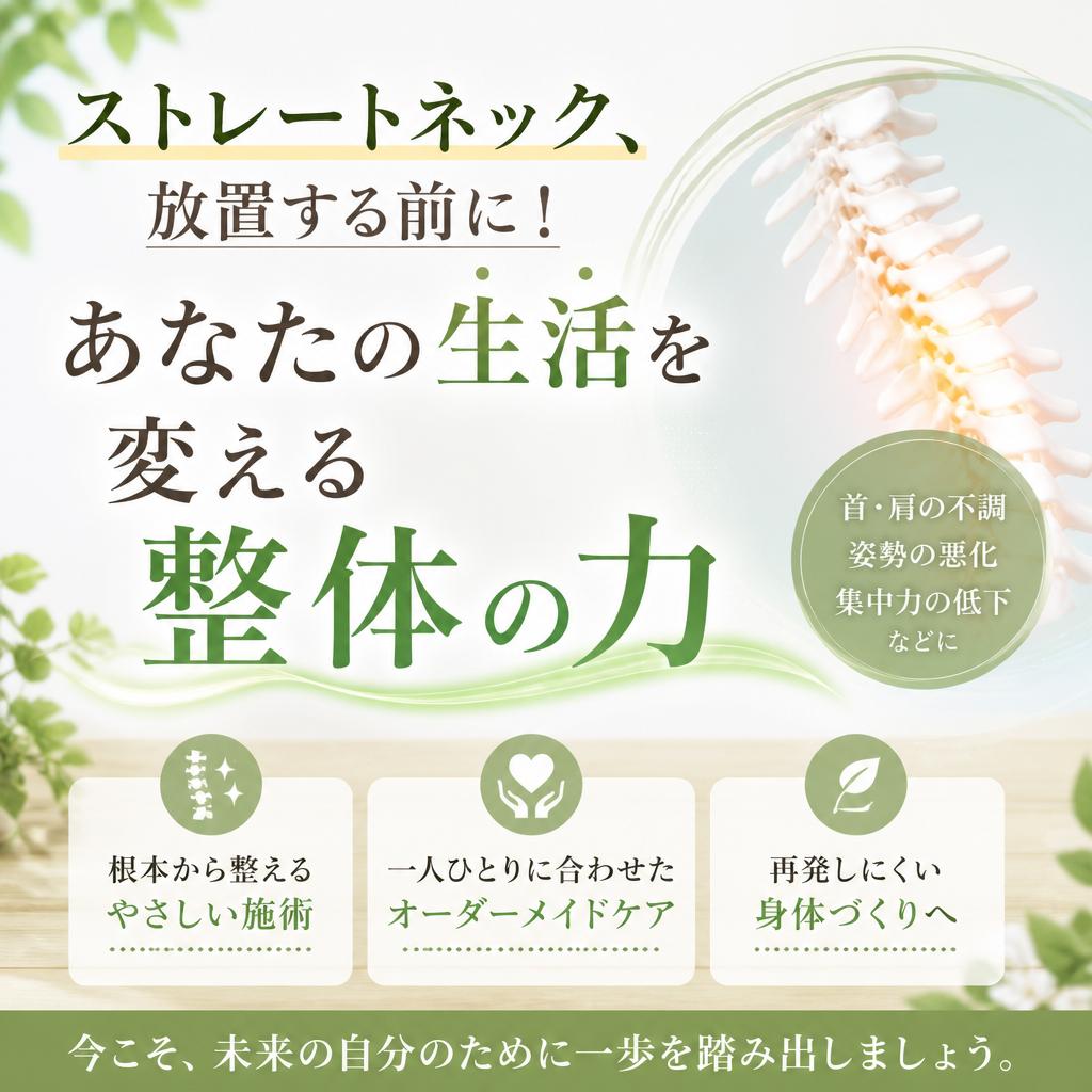 ストレートネック、放置する前に！あなたの生活を変える整体の力