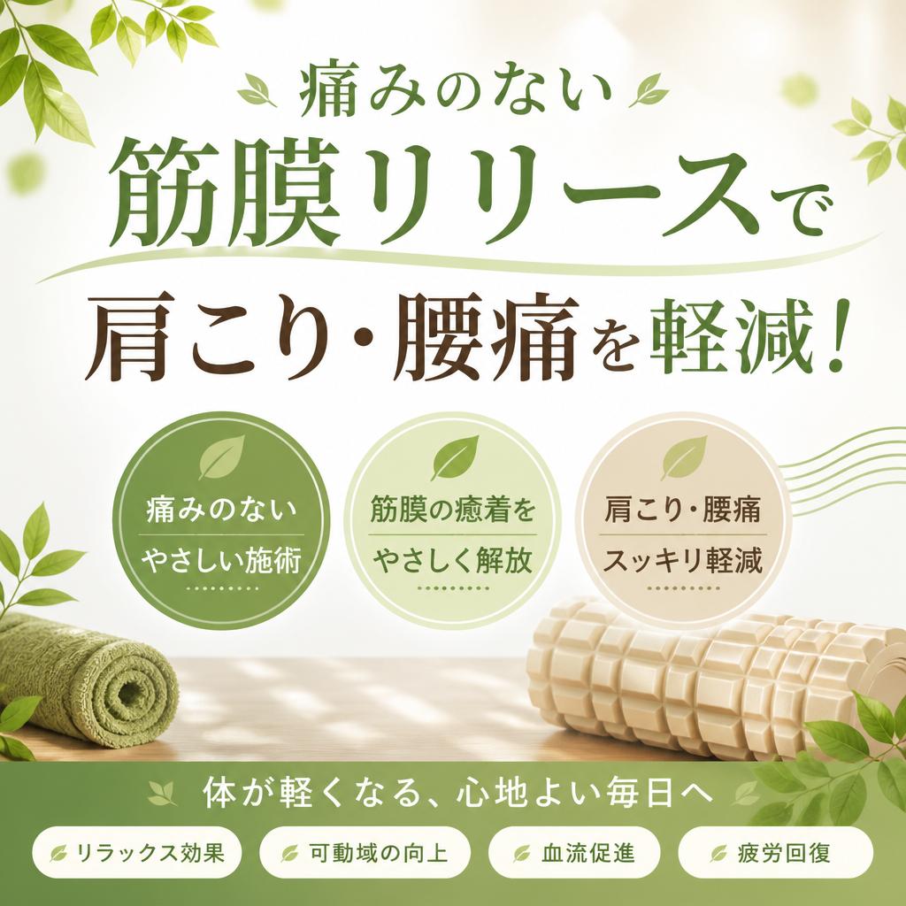 痛みのない筋膜リリースで肩こり・腰痛を軽減！