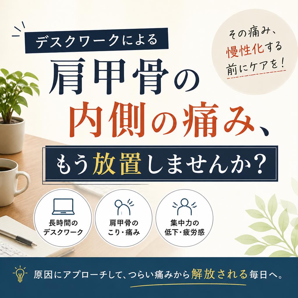 デスクワークによる肩甲骨の内側の痛み、もう放置しませんか？