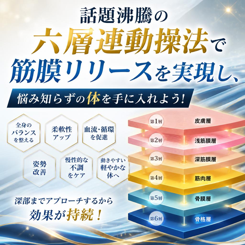 話題沸騰の六層連動操法で筋膜リリースを実現し、悩み知らずの体を手に入れよう！